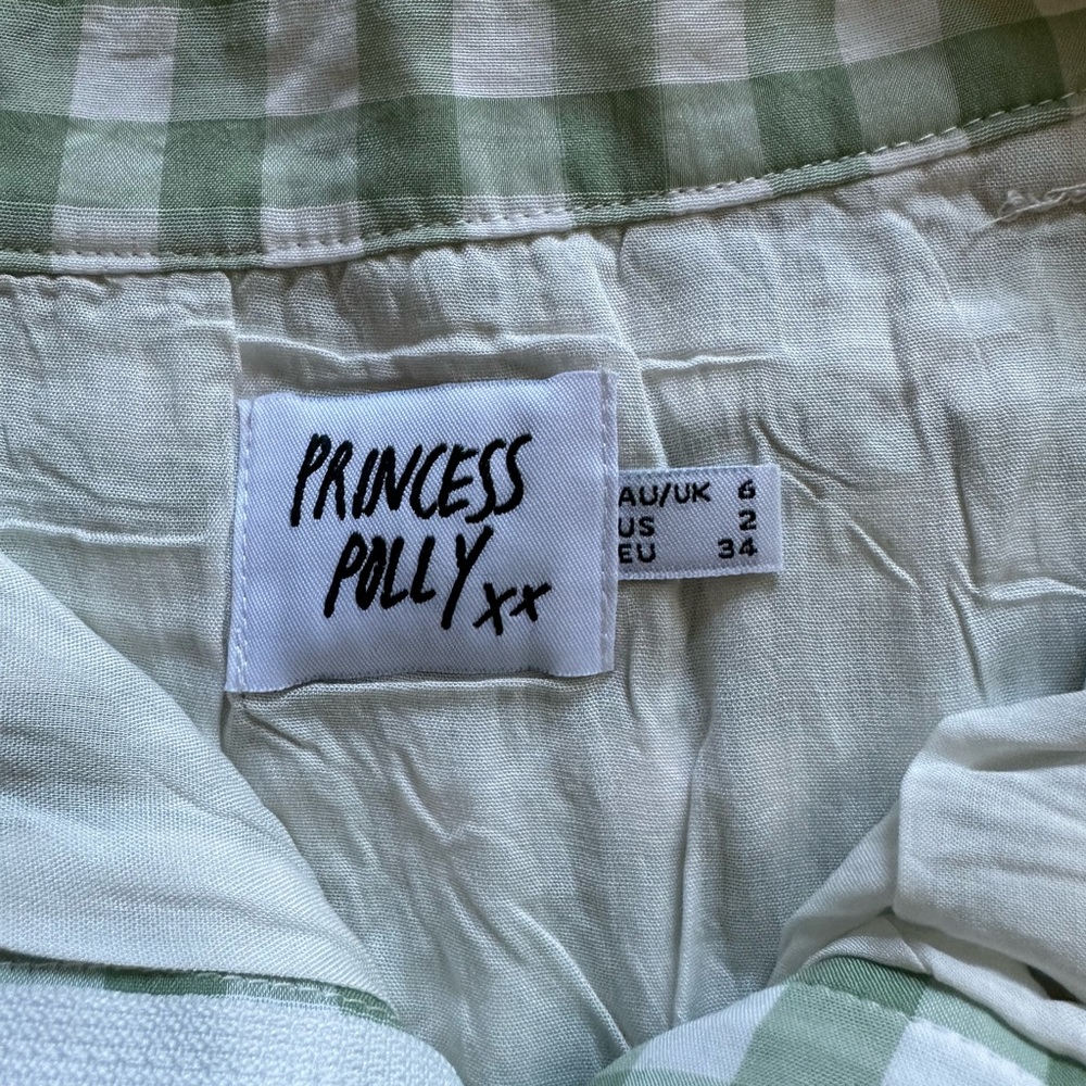 Princess Polly Gingham Pleated Checkered Mini Skirt in Sage Green/White - Size 2 - Picture 6 of 15